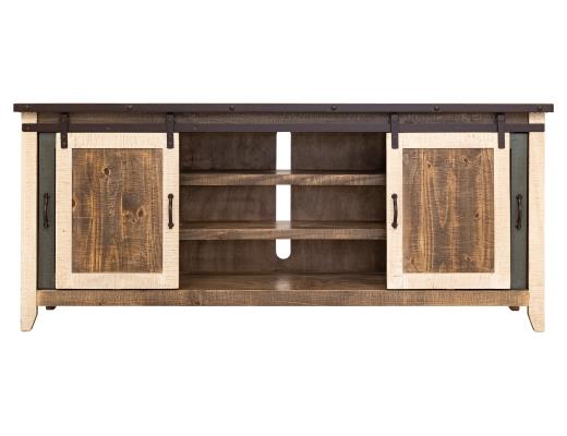 Antique, 2 Glass Doors 2 Sliding Doors 80" TV Stand