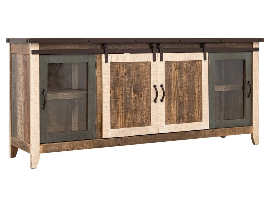 Antique, 2 Glass Doors 2 Sliding Doors 80" TV Stand