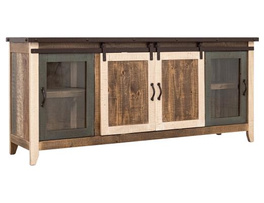 Antique, 2 Glass Doors 2 Sliding Doors 80" TV Stand