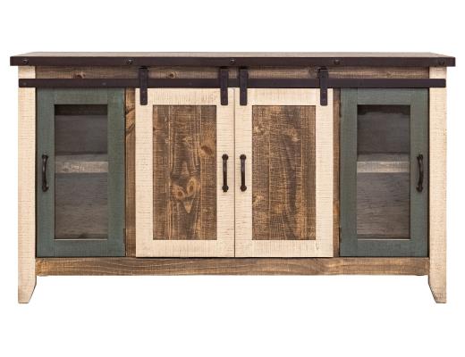 Antique, 2 Glass Doors 2 Sliding Doors 60" TV Stand