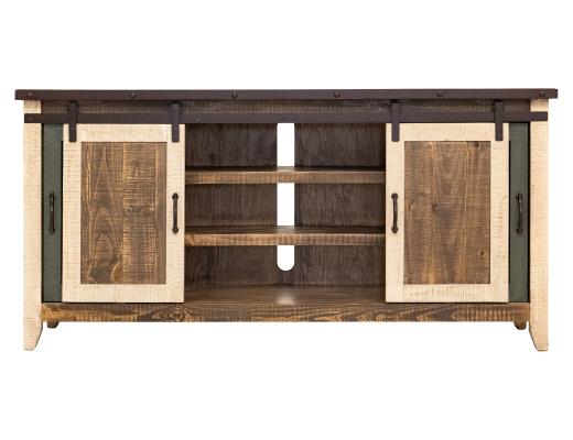 Antique, 2 Glass Doors 2 Sliding Doors 70" TV Stand