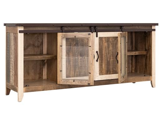 Antique, 2 Glass Doors 2 Sliding Doors 80" TV Stand