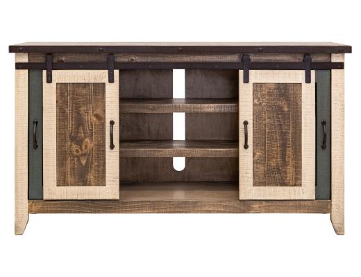 Antique, 2 Glass Doors 2 Sliding Doors 60" TV Stand