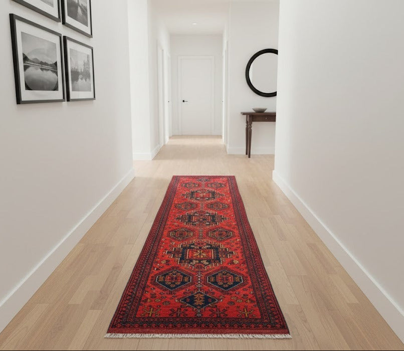 Terkaman Tribal Afghan Oriental Rug, size 2' 6" x 9' 7"  (C)