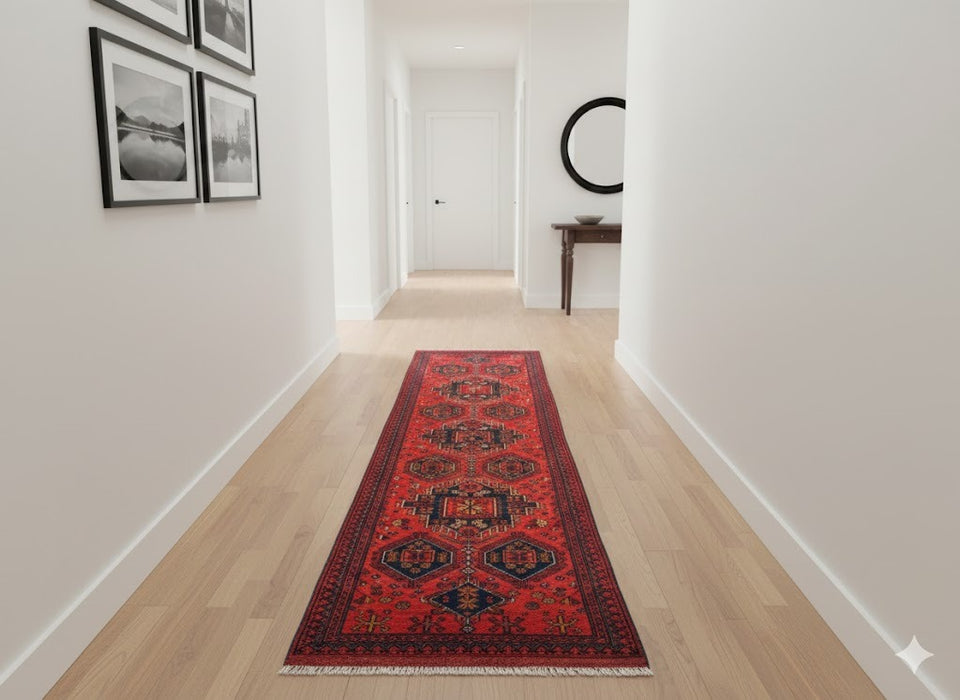 Terkaman Tribal Afghan Oriental Rug, size 2' 6" x 9' 7"  (C)