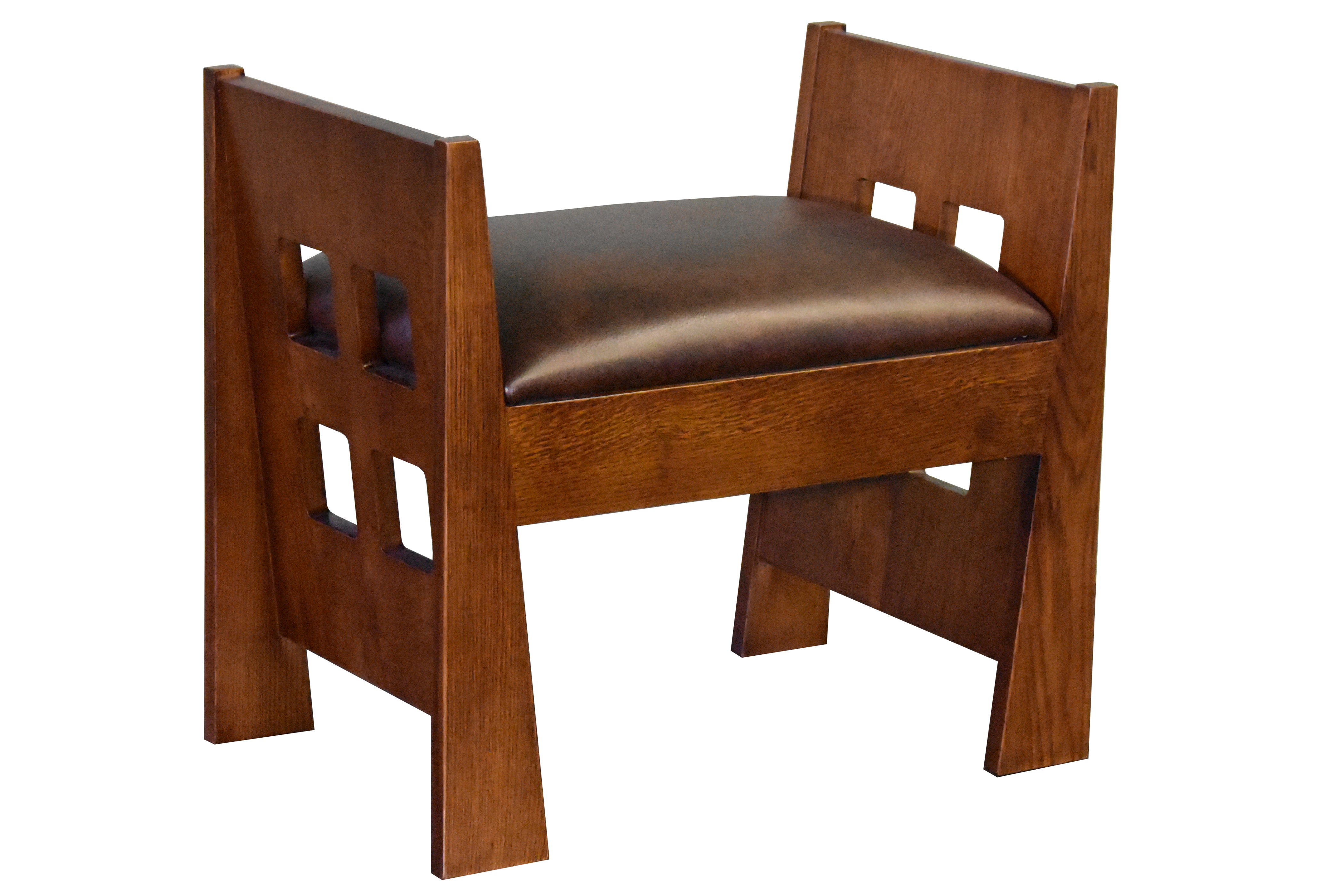 Mission Style Stool Mission Style Oak Leather Foot Stool-Model A31 — Crafters and Weavers