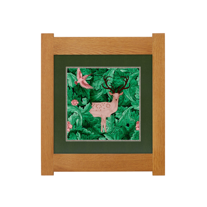 Arts & Crafts Mission Oak Framed Art with Woodland Harmony