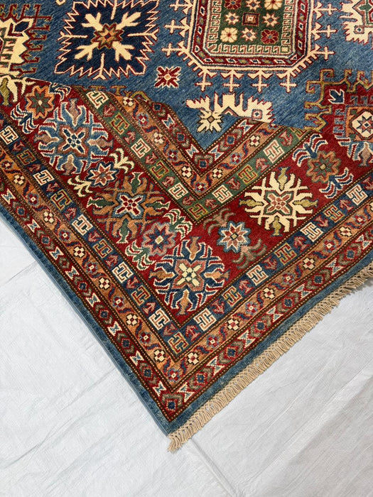 Hand-Knotted Vegetable Dye Kazak Rug from Pakistan,  9' x 12'