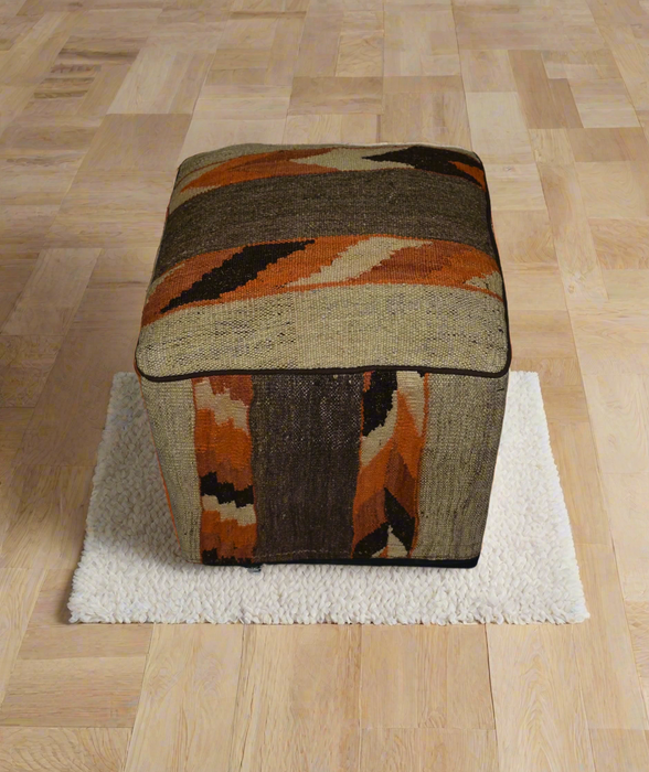 One of a Kind Kilim Rug Pouf Ottoman foot stool - #296