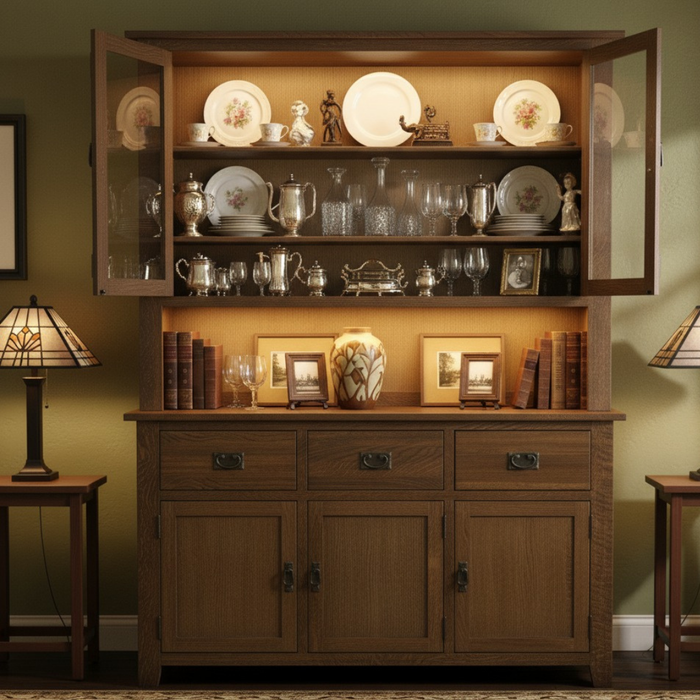 Mission 6 Door & 6 Drawer China Cabinet - Walnut - 59"