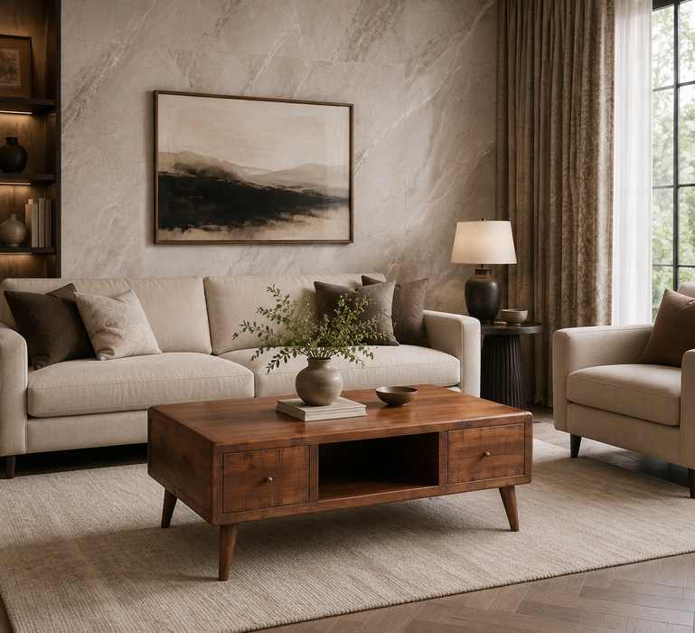 Bayshore Mid Century Retro Coffee Table - Mocha Brown