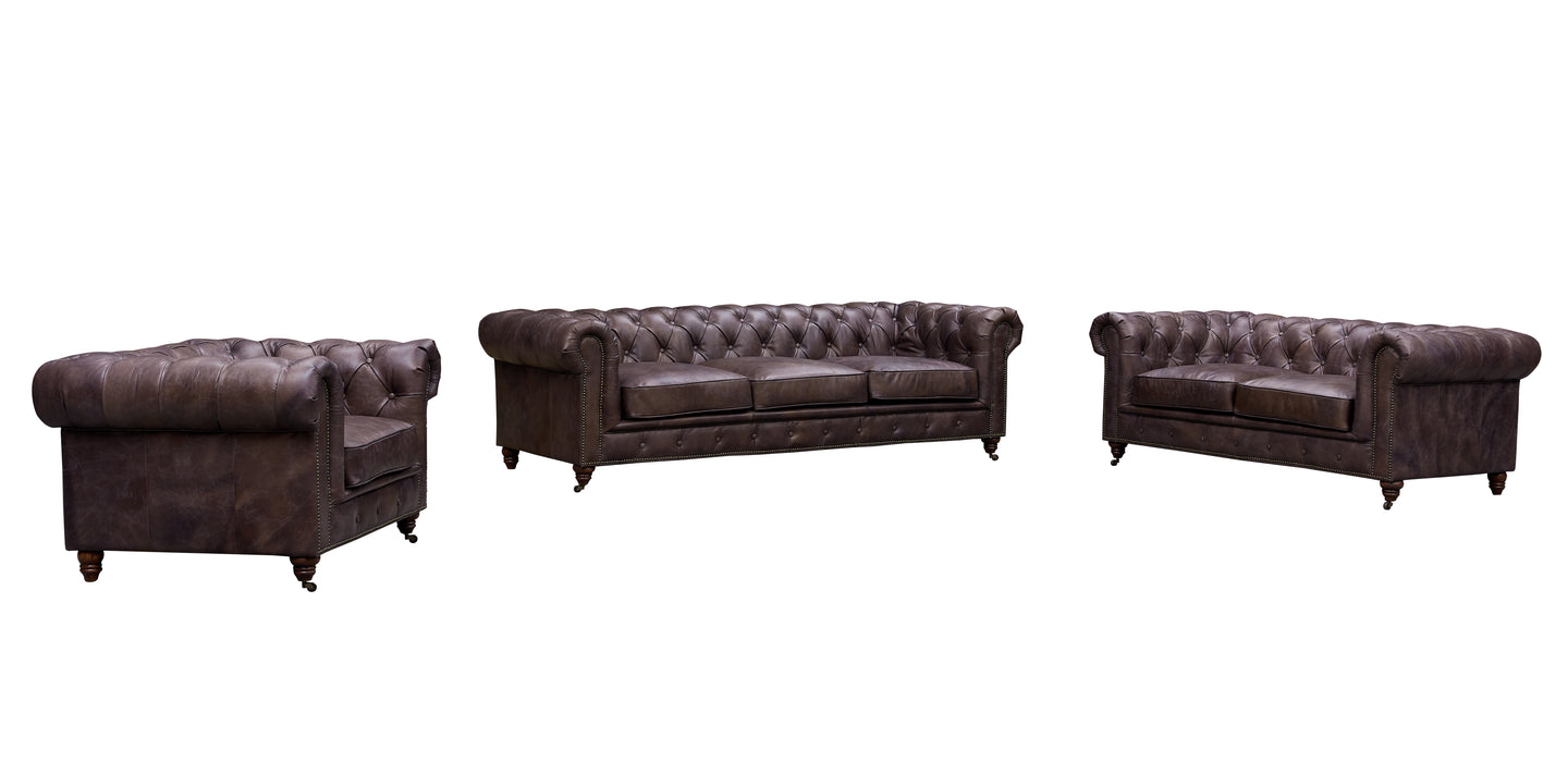 Century Chesterfield Sofa - Dark Brown Leather