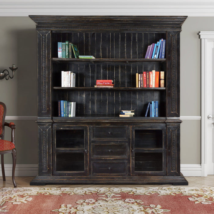 Victoria 3 Drawer, 2 Door Sideboard and Hutch Set - Rustic Black - 91"