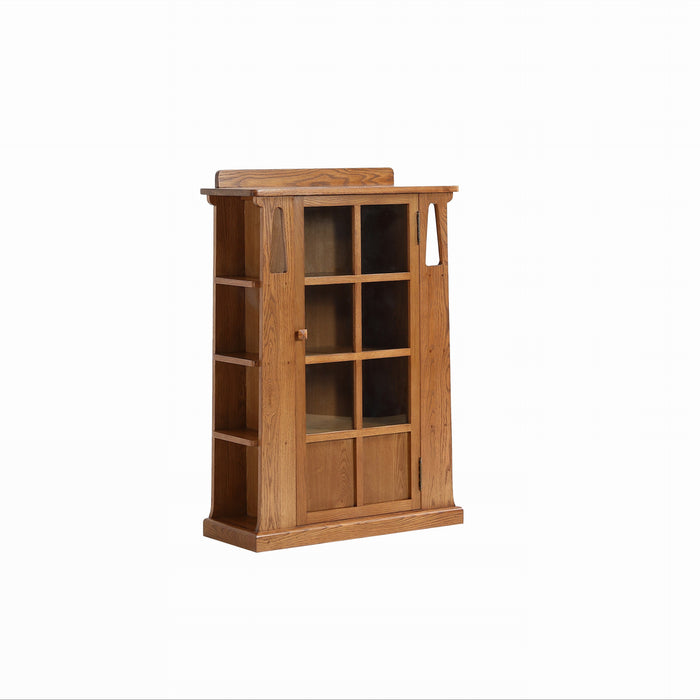 Mission 1 Door Bookcase with Side Shelves - MC