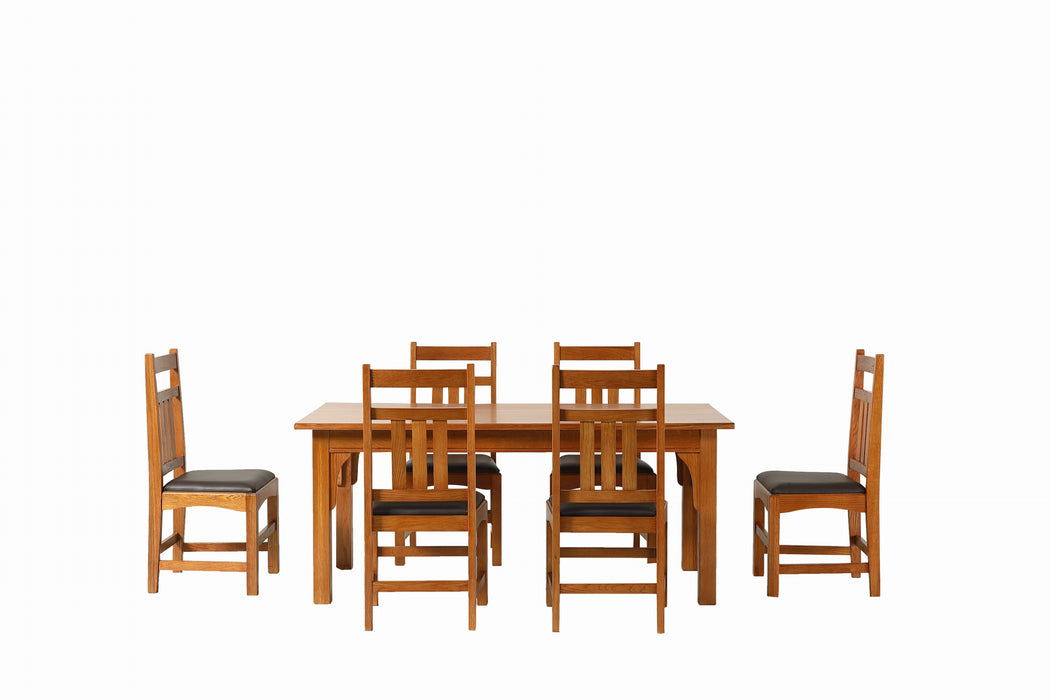 Mission 70" Solid Oak Dining Table Set with 6 Dining chairs - Michaels Cherry