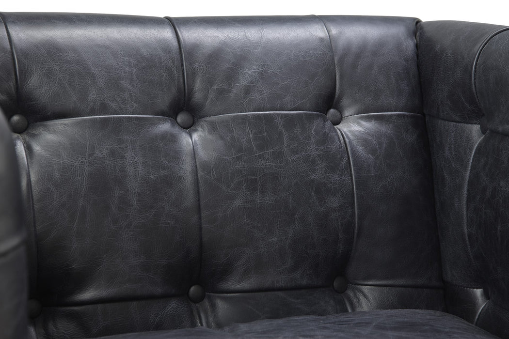 Tuxedo Leather Arm Chair - Slate