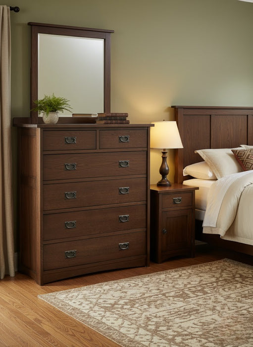 Mission Quarter Sawn Oak 6 Drawer Dresser - Walnut