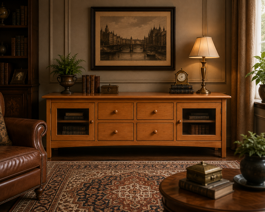 Heritage Cherry Solid Wood Media Console / Multi-Use Cabinet