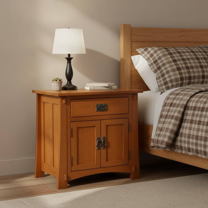 Mission Style Solid Oak Nightstand Model - Michael's Cherry Stain