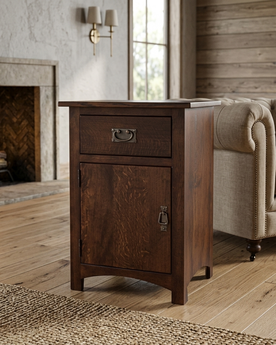 Mission Quarter Sawn Oak 1 Door, 1 Drawer Nightstand - Walnut (AW)
