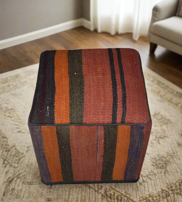 One of a Kind Kilim Rug Pouf Ottoman foot stool - #310