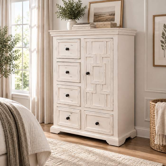 Alba Cotton White Chest of Drawers / Dresser