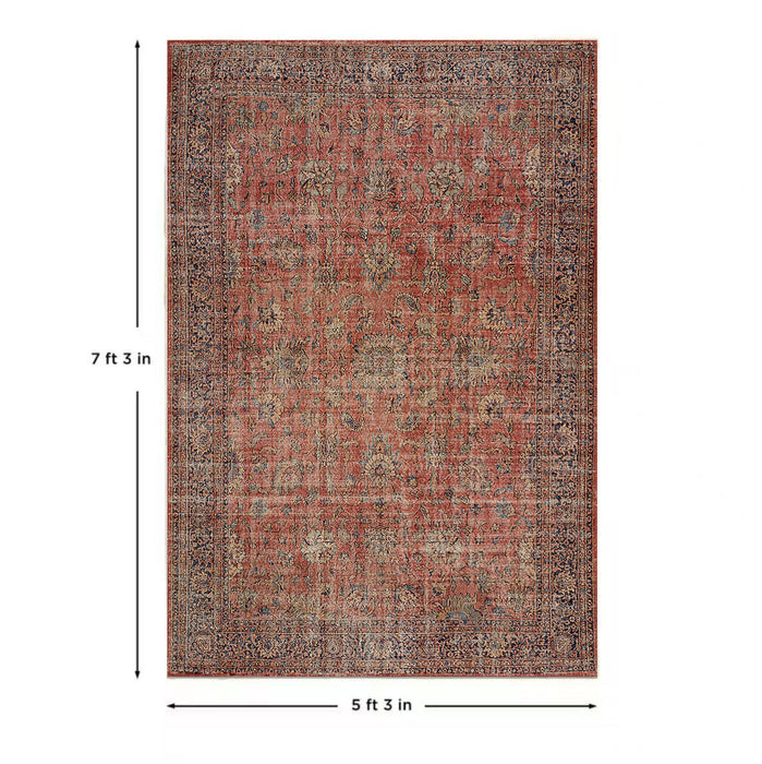 Ushak Collection Area Rug Ultra Soft Washable Rug, Non Slip Area Rug Indoor, Stain Resistant Rugs for Living Room Bedroom Vintage Home Decor