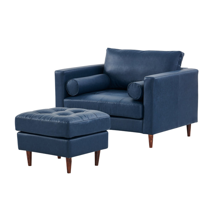 Alessandra Modern Contemporary Eco Leather Arm Chair - Blue