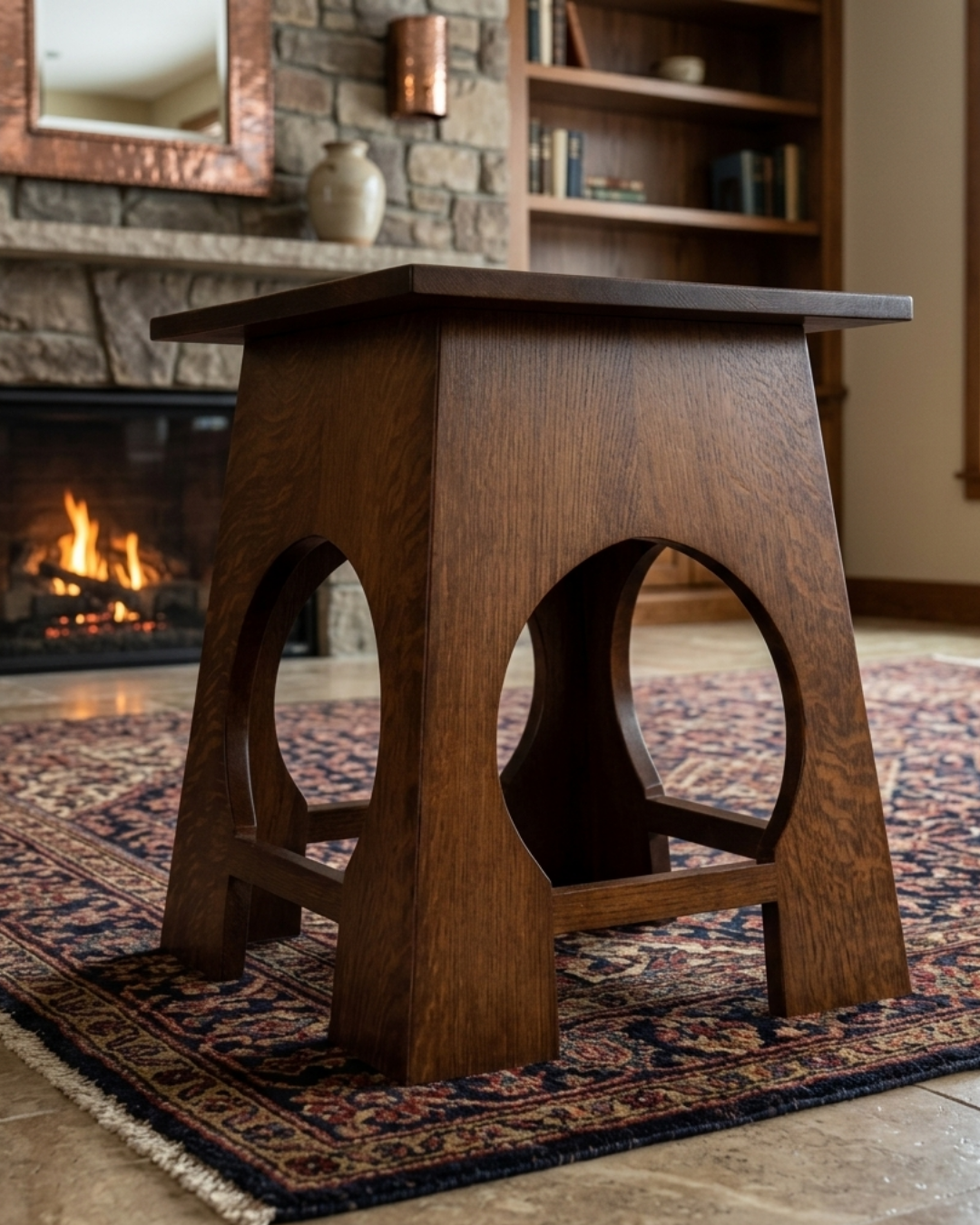 Arts and Crafts / Mission Style Solid Oak Taboret Square End Table