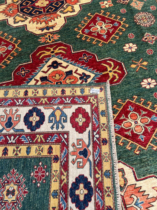 Hand-Knotted Vegetable Dye Kazak Rug from Pakistan, 8' 4 x 8' 0"