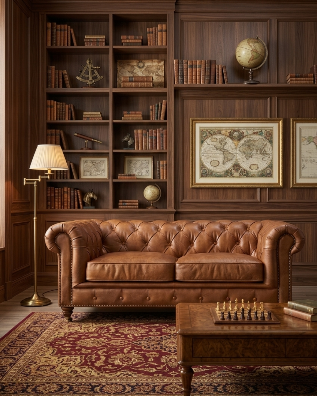 Buy Century Chesterfield Love Seat - Bark Brown Leather Online in USA