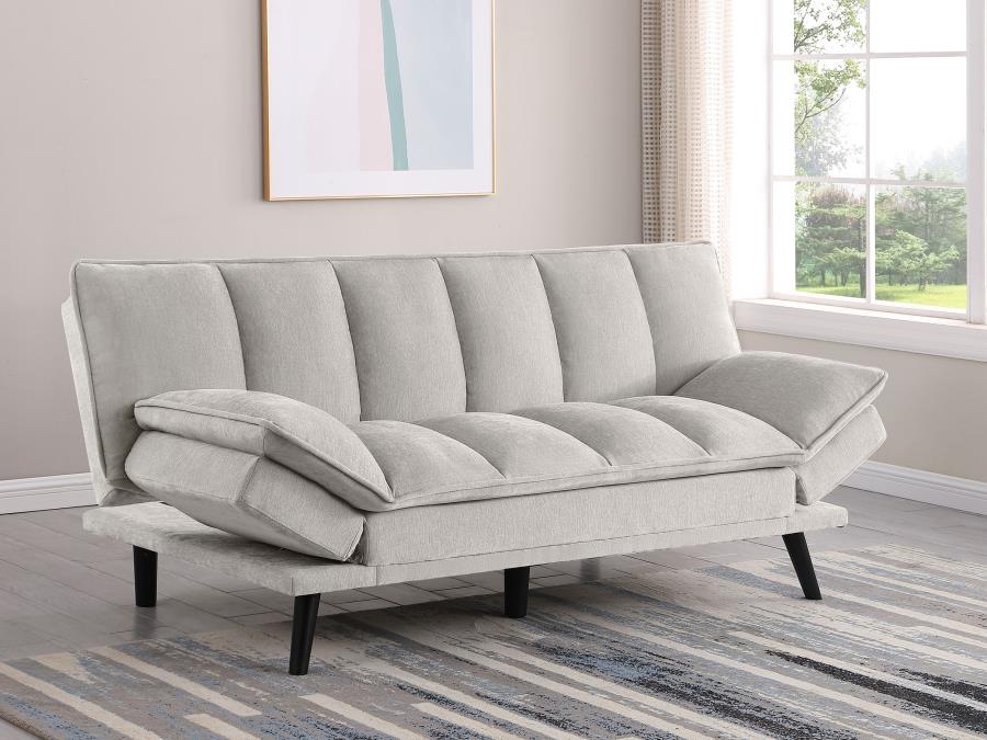 Modexa Velvet Upholstered Convertible Sofa Bed – Neutral Finish