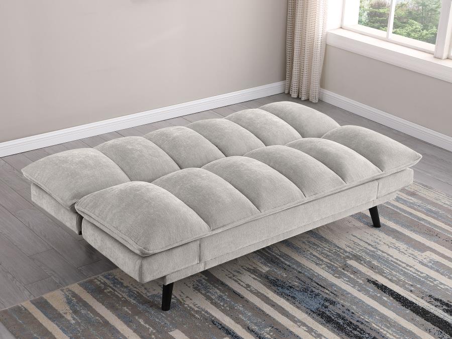 Modexa Velvet Upholstered Convertible Sofa Bed – Neutral Finish
