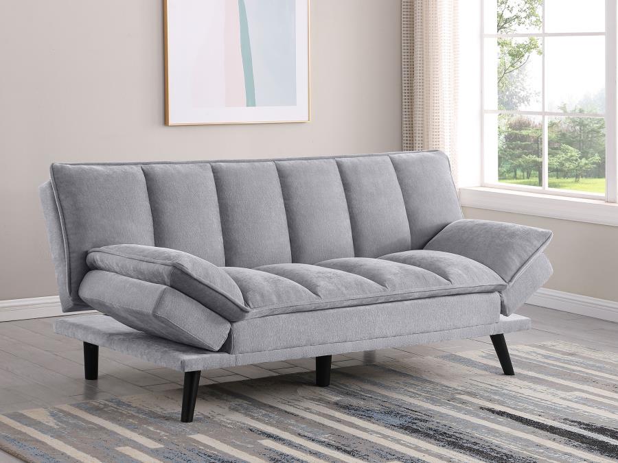 Modexa Velvet Upholstered Convertible Sofa Bed – Neutral Finish