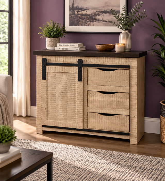 Mason Sliding TV Stand - White Glaze
