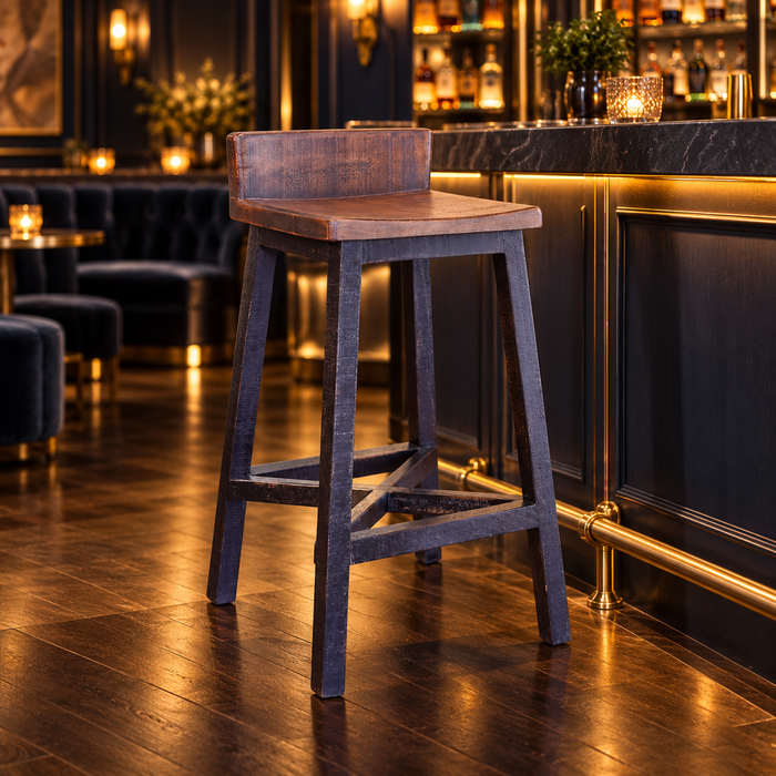Granville Stationary Bar Stool - Rustic Brown/Black - 30" High