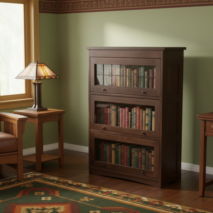 Mission Craftsman Style Oak Barrister Bookcase - Walnut stain