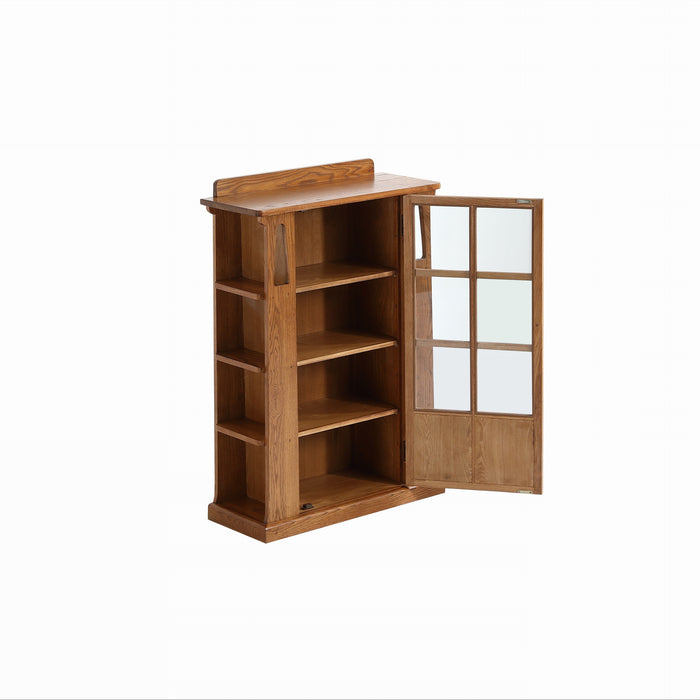 Mission 1 Door Bookcase with Side Shelves - MC