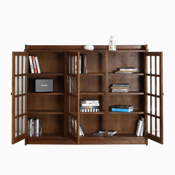 Mission Oak 3 Door Display Bookcase