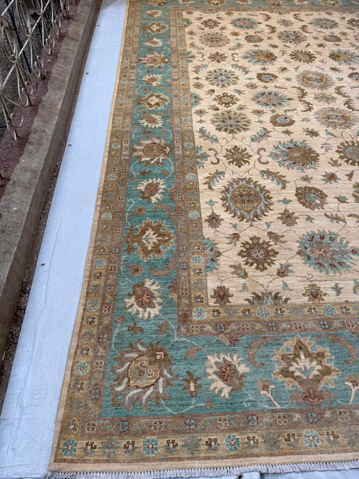 Hand-Knotted Vegetable Dye Agra Rug from Pakistan,  10' 2" x 14'