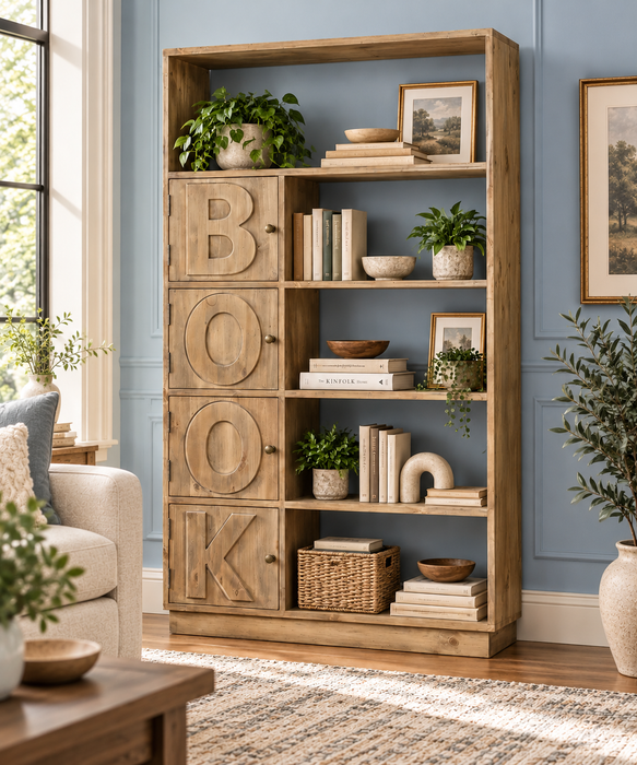 Crafters and Weavers "Book" Bookcase - Rustic Natural