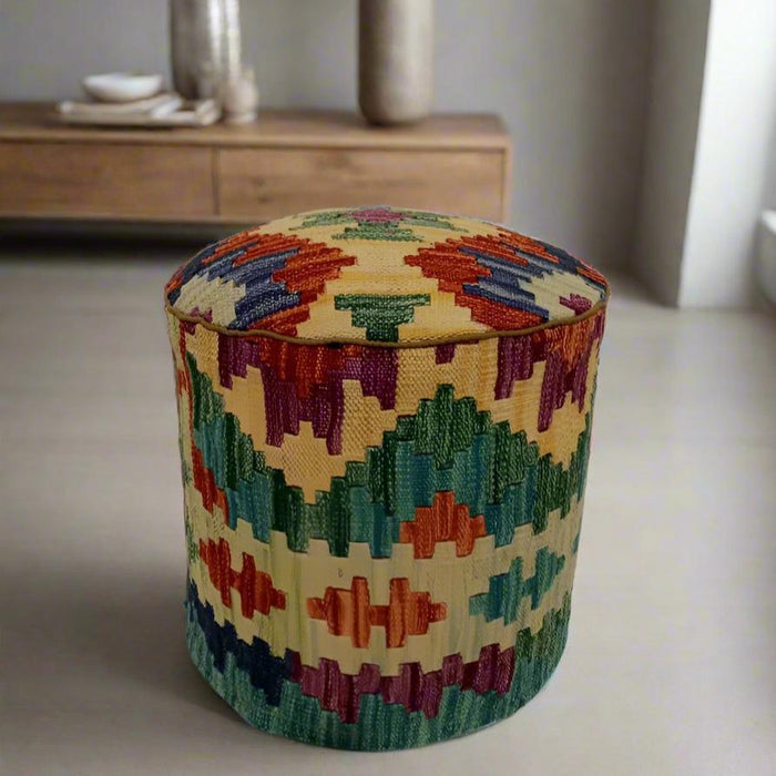 One of a Kind Kilim Rug Pouf Ottoman foot stool #3B