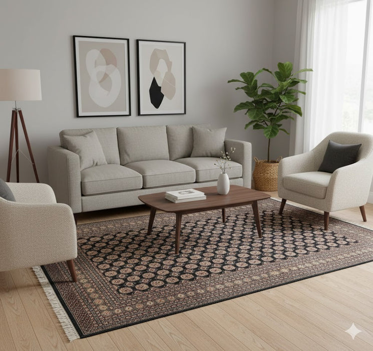 Hand-Knotted Pakistani Bokhara Rug – 100% Wool, size 8' 2" x 10' 3" (M)