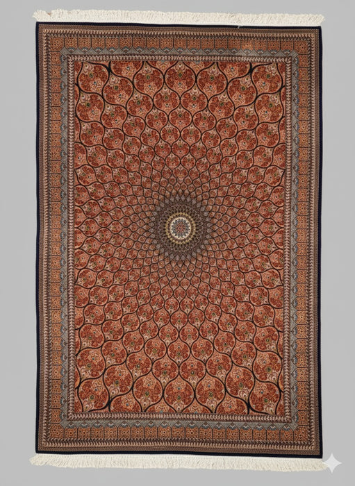 Exquisite 100% Silk Persian Design Rug – Elegant and Luxurious, size  7' x 10'
