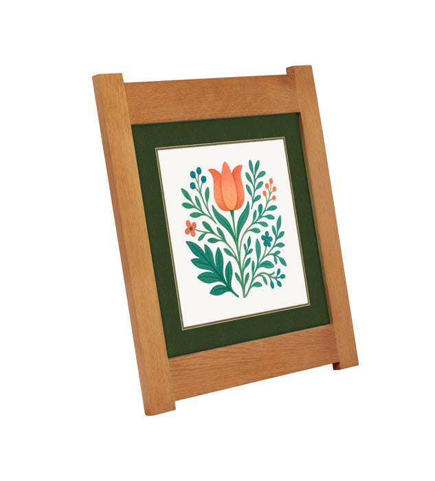 Arts & Crafts Mission Oak Framed Art with Floral Tree Michael's Cherry