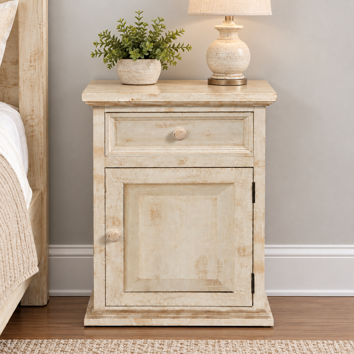Landon 1 Drawer, 1 Door Nightstand - Antique White