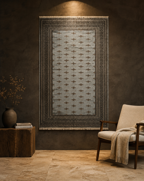 Hand-Knotted Pakistani Bokhara Rug – 100% Wool, size 9' x 12'