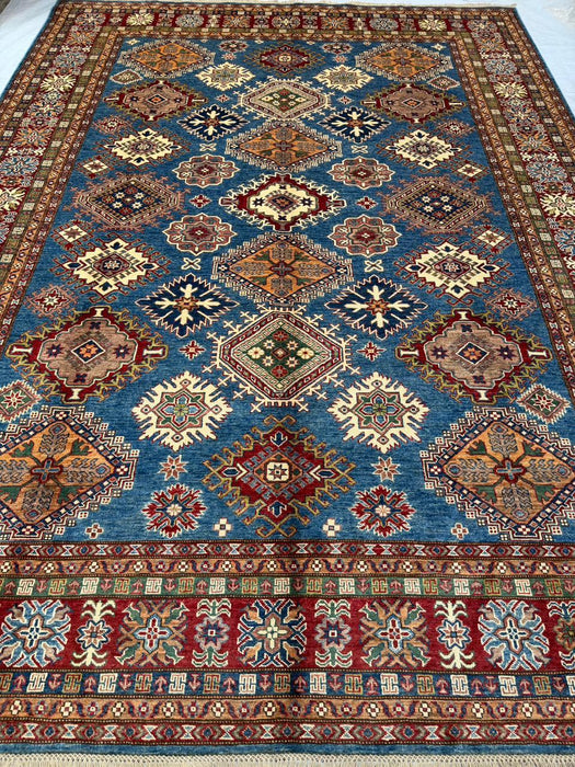 Hand-Knotted Vegetable Dye Kazak Rug from Pakistan,  9' x 12'