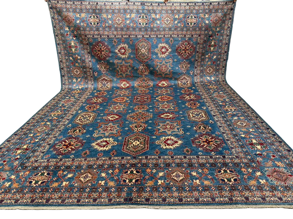 Hand-Knotted Vegetable Dye Kazak Rug from Pakistan, 10' 4" x 13' 6"