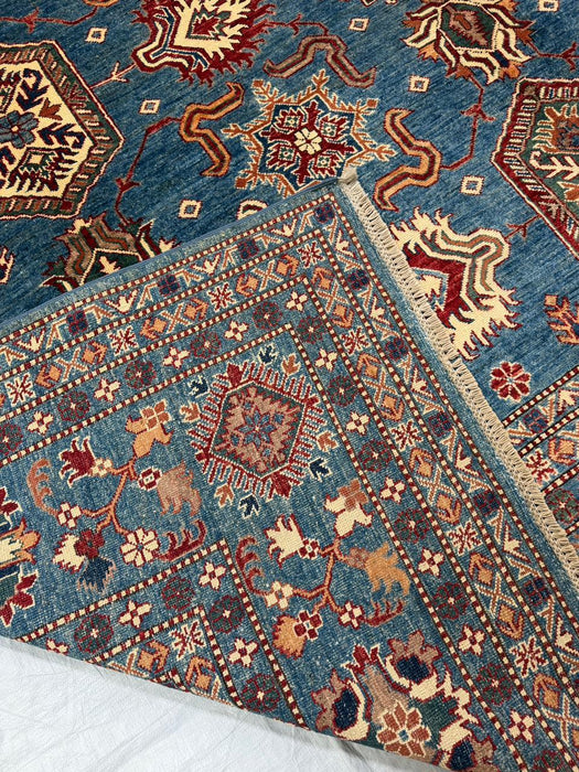 Hand-Knotted Vegetable Dye Kazak Rug from Pakistan, 10' 4" x 13' 6"